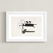 "Mickey and Minnie on the plane" - Art Print in Ivory by Sumak Studio - Framed