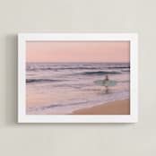 "Sayulita Surf" - Art Print in Soft Purple by Rachel Marie Keba - Framed