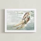 "Underwater" - Art Print in Aqua by Lulaloo - Framed