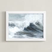 "Whispering Wave" - Art Print in Indigo by Jenny Partrite - Framed