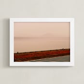"Red Wave, White Mountain" - Art Print in Rust by Rasa Puzinaite - Framed