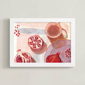 "Pomegranate Flatlay Study" - Art Print in Pomegranate Red by Kinga Subject - Framed