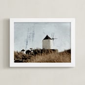 "Gavrilos" - Art Print in Santorini Blue by Heather Deffense - Framed