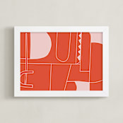 "One" - Art Print in Bright Orange by Stefania Copertini - Framed