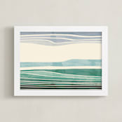 "Horizon 2" - Art Print in Aqua by Tatjana Koraksic - Framed