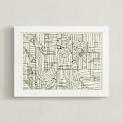 "Sketchy Pattern" - Art Print in Charcoal by Katie Zimpel - Framed