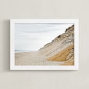 "Cliffs and Waves" - Art Print in sand by Helen Makadia - Framed
