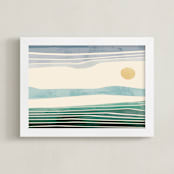 "Horizon 1" - Art Print in Aqua by Tatjana Koraksic - Framed