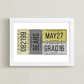 "License Memories" - Custom Print in Mustard by Johanna Phillips Huuva - Framed