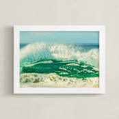 "The Wave I" - Art Print in Ocean Green by Debra Butler - Framed
