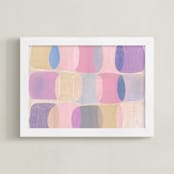"Painted Geo Overlay" - Art Print in Ballet Pink by Amy Toneys - Framed