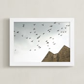 "Lost in Flight" - Art Print in Overcast Gray by Margaret Edith - Framed