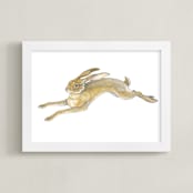 "Wild Hare" - Art Print in burnt sienna by Natalie Groves - Framed