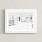 "nyc night lights " - Art Print in Black and White by Kaitlin Rebesco - Framed