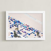 "Umbrella Club" - Art Print in Deep Blue by Caroline Mint - Framed
