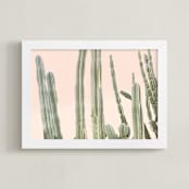 "Peachy Cactus Print" - Art Print in Peach by Wilder California - Framed
