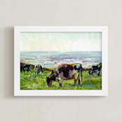 "Marin Cows" - Art Print in Holstein by Alex Elko Design - Framed
