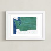 "Washington in Paint" - Art Print in Washington Green by Denise Wong - Framed
