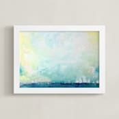 "Sail" - Art Print in Teal Blue by Julia Contacessi - Framed