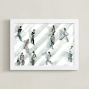 "Rush Hour" - Art Print in city blue by Lulaloo - Framed