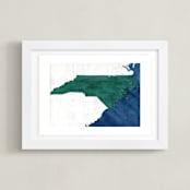"North Carolina in Paint" - Art Print in North Carolina Green by Denise Wong - Framed