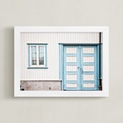 "Modesty" - Art Print in Blueish White by Alexandra Feo - Framed