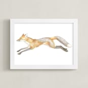 "Swift Fox" - Art Print in fox orange by Natalie Groves - Framed