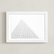 "Pyramid Building" - Art Print in Grey by Anna Western - Framed