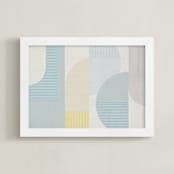 "Hustle Bustle" - Art Print in Neutral Natural by Jennifer Morehead - Framed