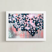 "Mapped" - Art Print in Teal by Denise Wong - Framed