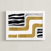 "Skip Waves" - Art Print in Vintage gold by Bethania Lima - Framed