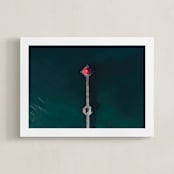 "HB Pier From Above" - Art Print in Cherry by Christian Florin - Framed