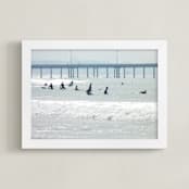 "Waiting, Venice Pier" - Art Print in Surf blue by Annie Seaton - Framed