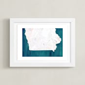 "Iowa in Paint" - Art Print in Iowa Teal by Denise Wong - Framed