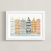 "On the Canal" - Art Print in brick by Griffinbell Paper Co. - Framed