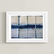 "Waiting in Indigo" - Art Print in Indigo by Annie Seaton - Framed
