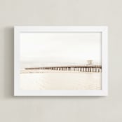 "Stormy Pier" - Art Print in sand by Kamala Nahas - Framed