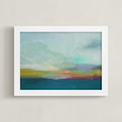 "Morning Walk II" - Art Print in Teal by AlisonJerry - Framed