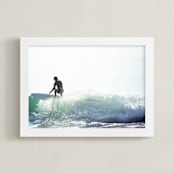 "Carve" - Art Print in Ocean Blue by Mike Sunu - Framed