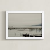 "Fog at the Beach in the PNW" - Art Print in Foggy Brown by Katie Buckman - Framed