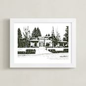 "Custom House Portrait with Text" - Custom Print in Olive Shadow by Minted - Framed