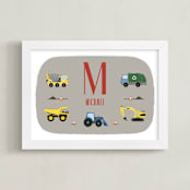 "Trucks with Name - Custom" - Personalized Art Print in Steel by Rebecca Marchese - Framed