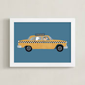 "New York" - Personalized Art Print in Taxi by Jenna Holcomb - Framed