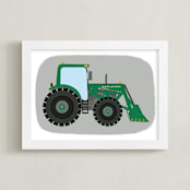 "Front End Loader Tractor" - Personalized Art Print in Field by Rebecca Marchese - Framed