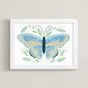 "Flutter & Fly" - Personalized Art Print in Sun and Sky by Blue Ombre co - Framed