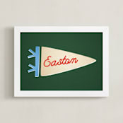 "Proud Pennant" - Personalized Art Print in Forest by Amy Kross - Framed