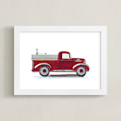 "Vintage fire apparatus" - Art Print in Vintage Red by Rebecca Marchese - Framed