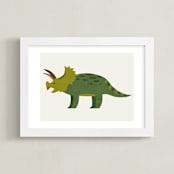 "Triceratops" - Art Print in Cream by Amy Mullen - Framed