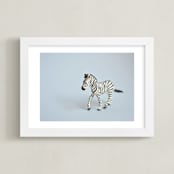 "Oh, Zebra" - Art Print in Soft Grey by Kinga Subject - Framed