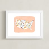 "She's a Wildflower" - Art Print in Apricot by Sara Berrenson - Framed